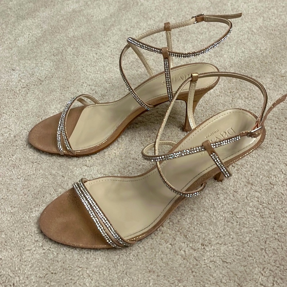 David’s bridal sparkly rose gold 3 inch heels